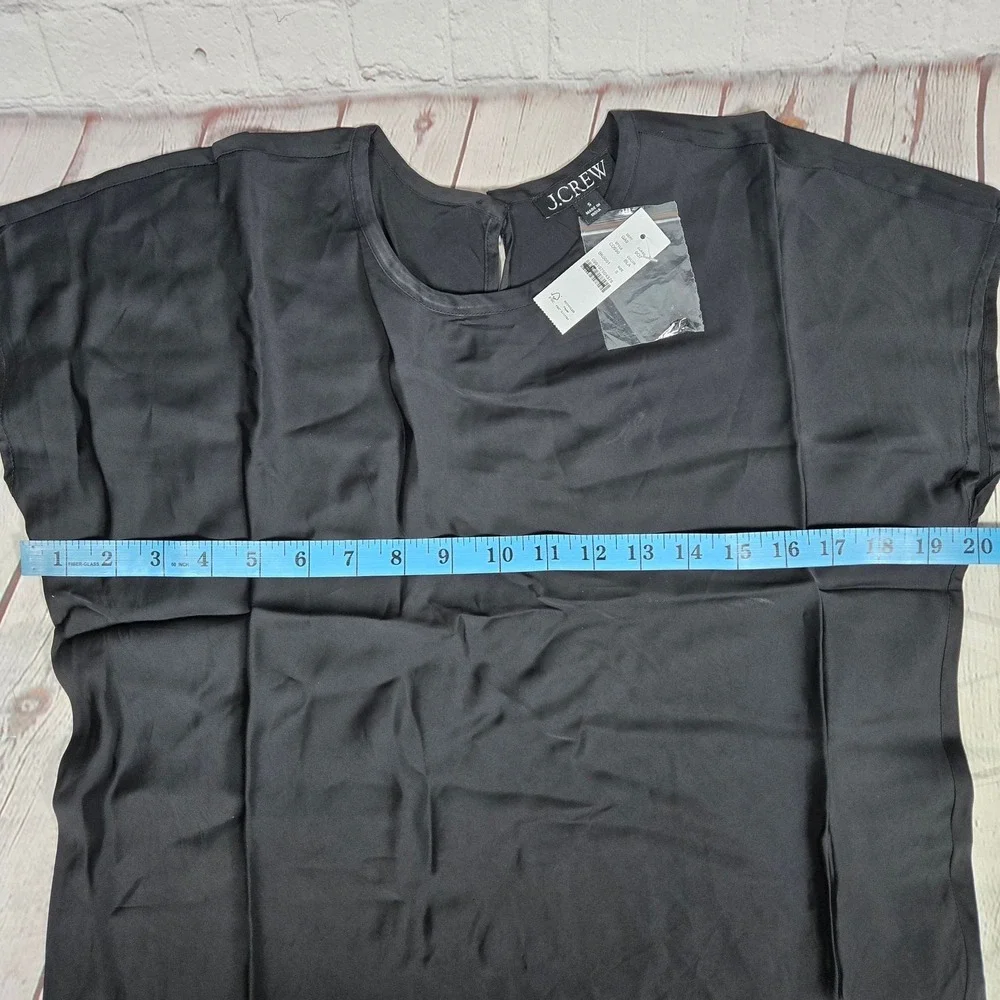 J. Crew Black Short Sleeve Satin like Tee